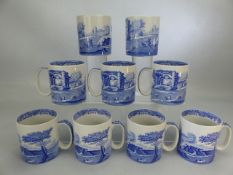 Set of nine Spode Italian design mugs (marked C.1816)