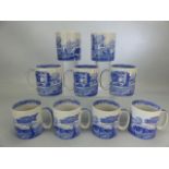 Set of nine Spode Italian design mugs (marked C.1816)