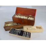 Three sets of Domino's Two in wooden boxes and vintage Bone & Ebony construction (Domino)