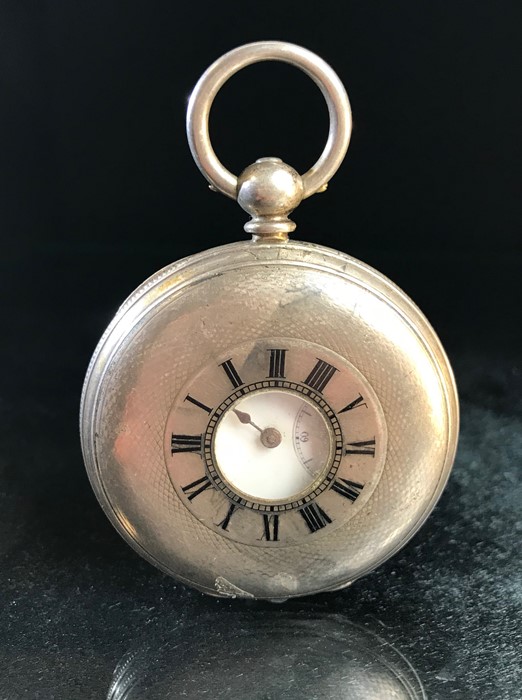 Half Hunter pocket watch marked "FINE SILVER G&R" To case & GRINBERG & REICHMAN Railway Watch - Image 3 of 6