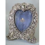 Silver hallmarked Photo Frame depicting birds and creatures with un-engraved heart shaped cartouche