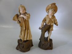 Austrian Turn Wein porcelain figures, of a boy and a girl, E W Turn Wein marks to the base, approx