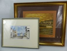 LOCAL INTEREST - Two framed watercolours of Lyme Regis, one signed KMW and the other A Grater 97