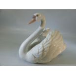 A Lladro blanc de chine figure of a swan printed mark verso impressed 5231