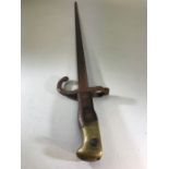French 1874 pattern Gras bayonet with downswept quillon, manufacturer's mark 'MS' and 1878 to 'T'