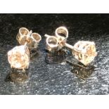 Pair of white gold diamond stud earrings of approx. 1ct