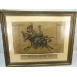 A World War One propaganda print of the Kaiser and Crown Prince on horseback titled Good-Bye-EE,