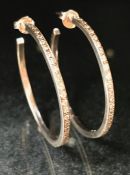 Pair of white gold diamond hoop earrings