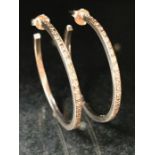 Pair of white gold diamond hoop earrings