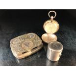 Hallmarked Birmingham Silver Sovereign case with floral design maker K.W & Co and two other silver