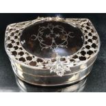 Silver London Hallmarked Lidded box by William Comyns & Sons dated 1913 with tortoise shell and