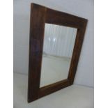 Large rustic mirror with reclaimed wooden surround approx. 120cm x 88cm