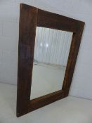Large rustic mirror with reclaimed wooden surround approx. 120cm x 88cm