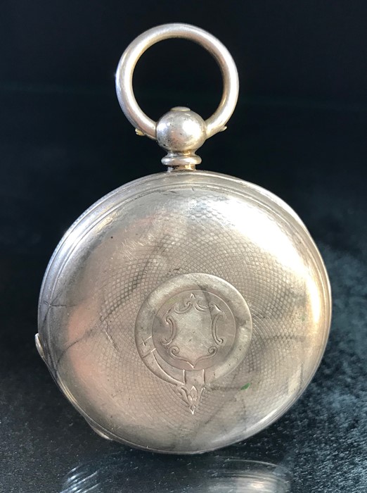 Half Hunter pocket watch marked "FINE SILVER G&R" To case & GRINBERG & REICHMAN Railway Watch - Image 4 of 6