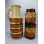 Pair of large West German Pottery mid century vases, one with handle.