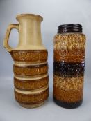 Pair of large West German Pottery mid century vases, one with handle.