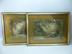 HENRY LONGLEY LANDER (1836-1908) Pair of river scene watercolours approx 23.5cm x 36cm each (