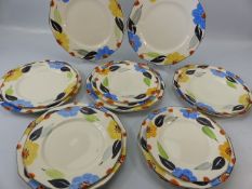 Collection of Myott & Sons Hand painted plates (pattern 8003) fourteen in total