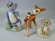 Wade Tom and Jerry figures and a Bambi figure