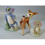 Wade Tom and Jerry figures and a Bambi figure