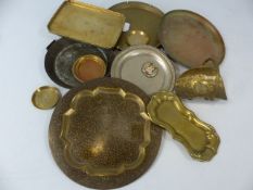 Collection of brass and copper plates and trays