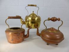 Two copper, one brass kettles (A/F)