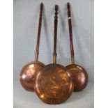 Three brass bed pans