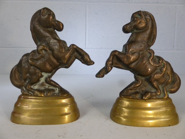 Pair of brass horse book ends / door stops approx. height 15cm