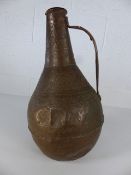 Large copper lidded water carrier with inscribed detailing (A/F)