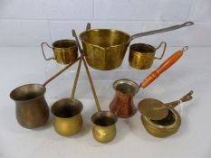 Collection of copper and brass items to include spirit warmers