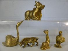 Collection of five brass animals