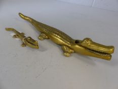 Two brass nutcrackers in the form of crocodiles, the largest approx 38cm