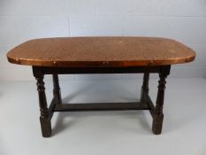 Copper topped coffee table appro.x 45cm x 90cm