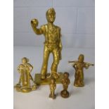 Five brass figurines