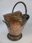 Georgian copper fire bucket with floral decoration