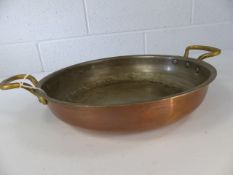 Twin handled copper and brass pan diameter approx.34cm