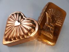 Two copper jelly moulds