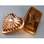 Two copper jelly moulds