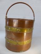 Copper bucket with brass banding