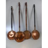 Four copper bad pans