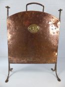 Arts and crafts copper and brass fire guard with hammered decoration approx. 67cm tall