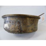 Large rustic brass pan with applied repair