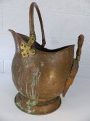 Antique coal bucket with original shovel attached