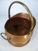 Copper coal bucket with brass handle