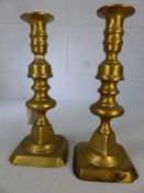 Pair of brass candlesticks approx. 22cm tall