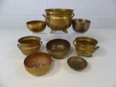 Collection of brass pots