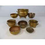 Collection of brass pots