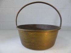 Brass cooking pot with fixed handle