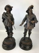 Pair of 19th Century French spelter musketeers