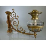 Victorian brass wall mounted oil lamp